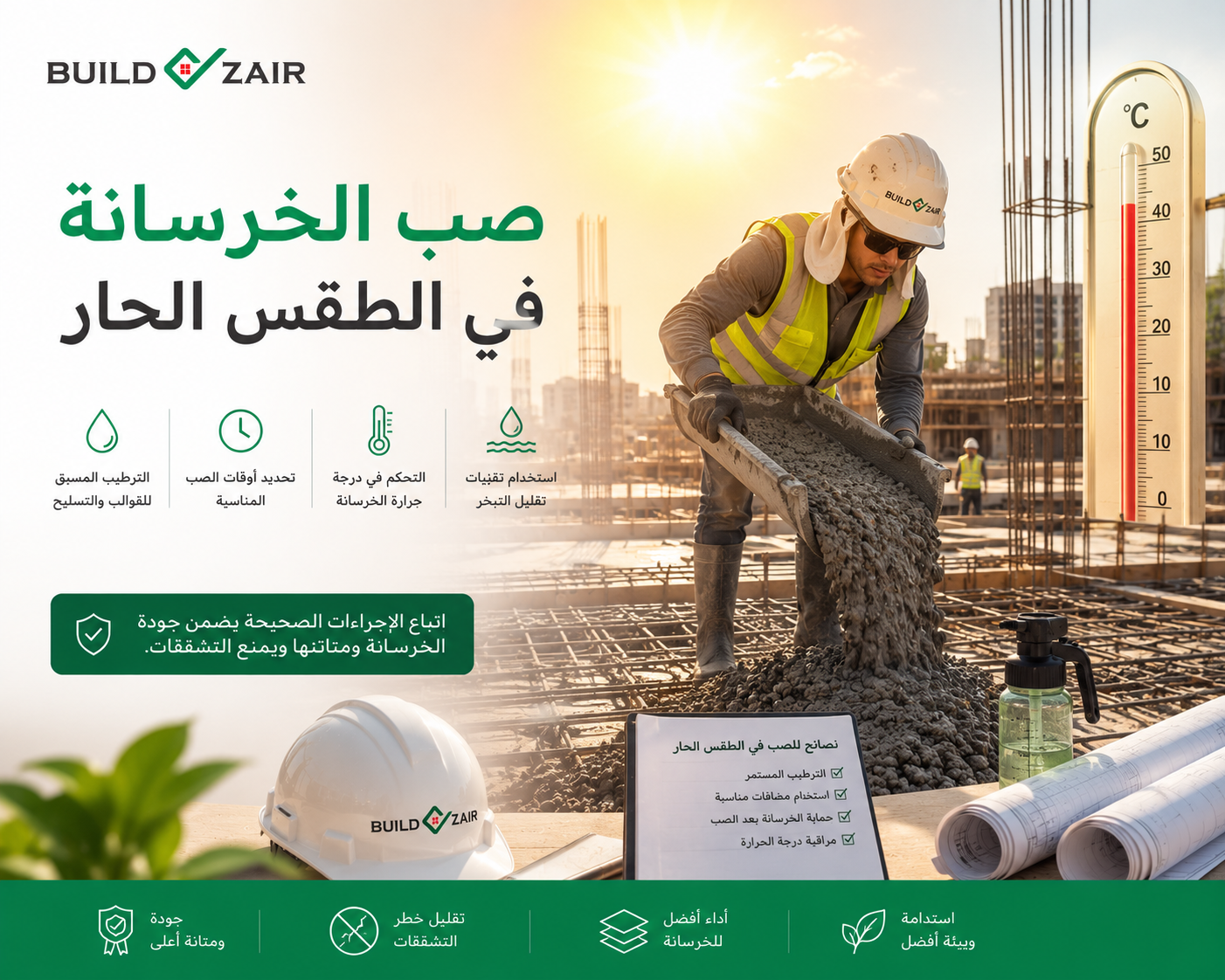 صب الخرسانة في الطقس الحار